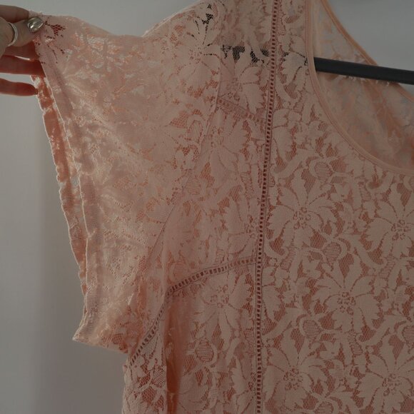 Torrid Sheer Lace Blouse Women 5X Pink Bohemian Hippie Cottagecore Romantic Boho - Picture 5 of 13